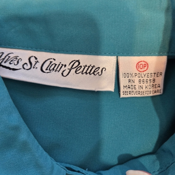 VTG NWT Yves St. Claire Aqua Secretary Blouse - Picture 6 of 8